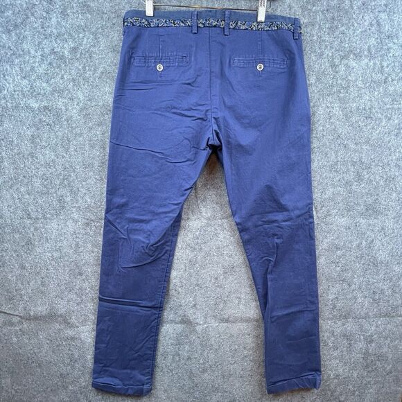 Rare Rabbit Gentleman Pants Mens 34 Blue Skinny Chino Golf Business Career - Picture 3 of 10